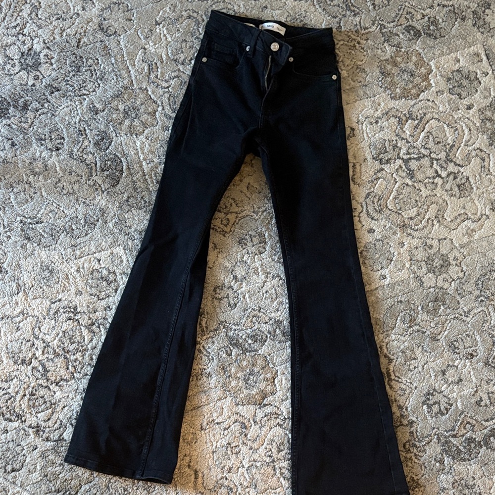 Mango Classic Black Denim flare Jeans